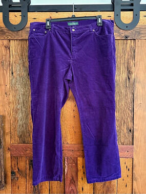 Lauren Jeans Co. by Ralph Lauren Women's Corduroy Straight Leg in Royal Purple